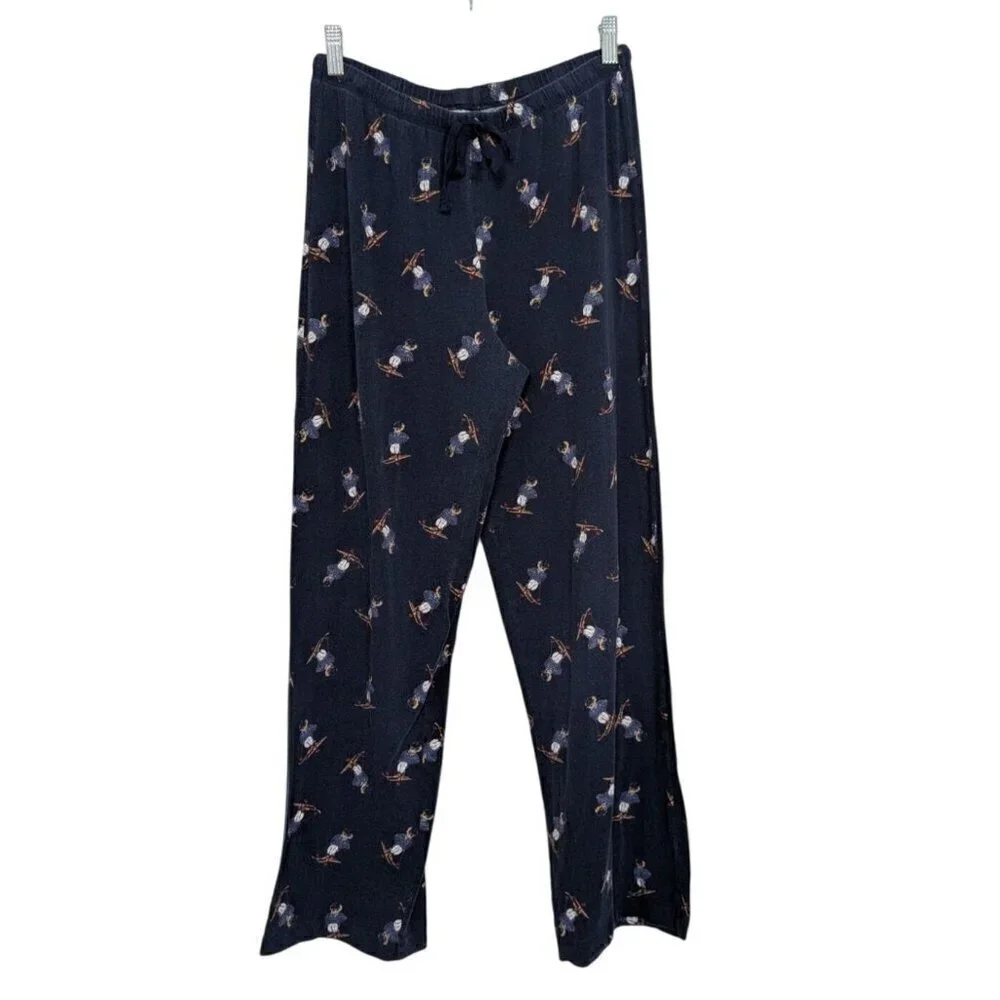 Ralph Lauren Skiing Polo Bear PJ Pants Mens Size Small Blue Elastic Waist Sleep
